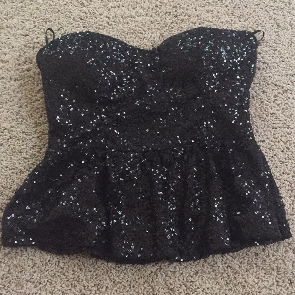 black sparkly tube top